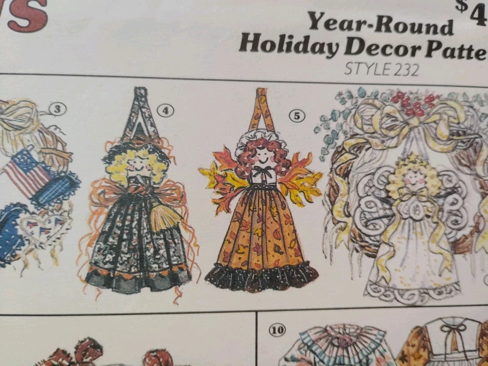 Sunrise Designs 232 Holidays Home Decor Craft Sewing Pattern Christmas Dolls UC - Image 4 of 4