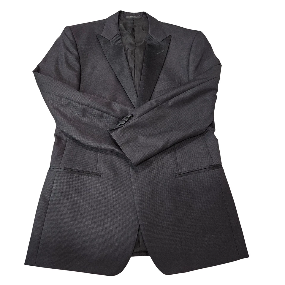 Smoking Z Zegna lã seda 2 peças terno preto 40R EUA 50R IT (gota 7) cintura 33 x 29 - Imagem 4 de 4