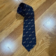 Vintage Brooks Brothers Equestrian Horse Rider Tie Navy Wool Silk Made in USA