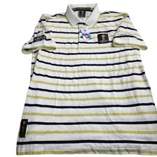 Webb Ellis Cup Collection RWC 2019 White Polo Shirt Men's XL Black & Gold Stripe