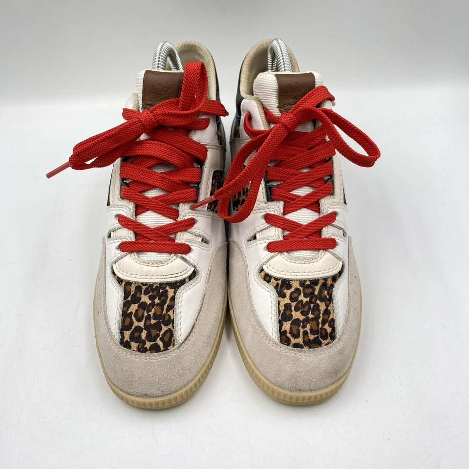 Zapatos Coach para mujer talla 6 estampado de leopardo cuero blanco gamuza parte superior baja C2344 Foto 3 de 4