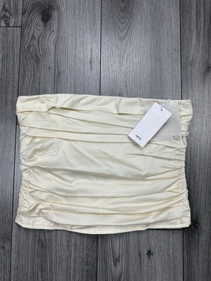Mango gerafftes Trägertop in Creme Damen M neu mit Etikett  