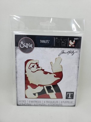 TH3 Tim Holtz Sizzix Thinlits Dies Retro Santa Christmas 666071
