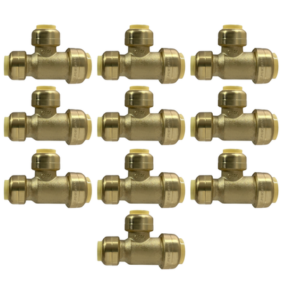 #ad 10 Pack XFITTING 3 4quot; x 1 2quot; x 1 2quot; Push Fit Reducing Tee Push to Connect Brass $55.99