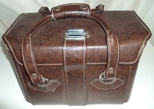 Vintage Brown Leather Camera Bag with Strap Made in Taiwan