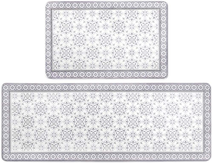 HEBE Anti Fatigue Kitchen Rug Set 2 Piece Non Slip Cushioned 