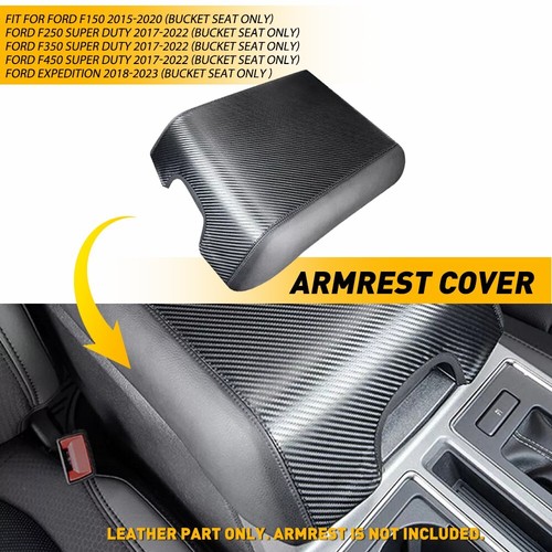 Carbon Fiber Console Lid Armrest Cover Cushion Protector for Ford F150 2015-20 H