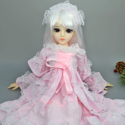 1/3 BJD Doll Toy 24 inch Girl Doll with Removable White Hair Wig Princess Dress - Picture 2 of 14