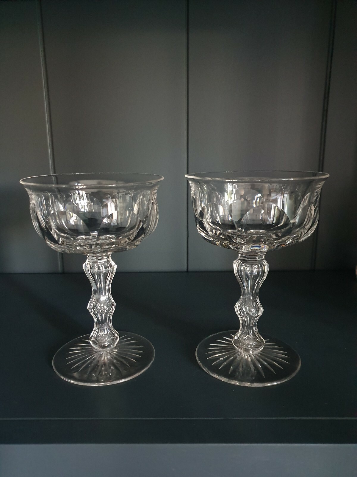 A Rare Pair Flared Bowl Hollow Stem Victorian Champagne Saucers eBay