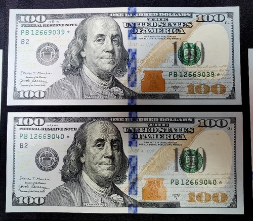 5 STAR $100 Bills CONSECUTIVE! PB12669039* to PB12669043*. UNCIRCULATED & CRISP! - Picture 3 of 8
