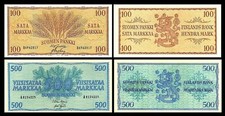 2x 100, 500 Markkaa - Issue 1956 - 1957 - Reproduction - 09