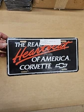 THE HEARTBEAT OF AMERICA CORVETTE LOGO LICENSE PLATE. NEW