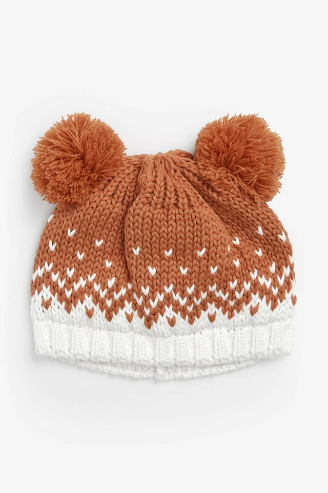 SALE NEW NEXT Unisex 1st 3 6 9 12 Month Winter Double Pom Hat Cotton UK Xmas