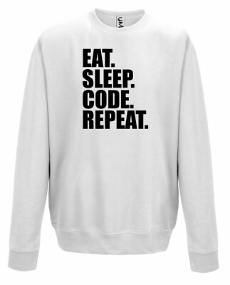 Eat Sleep Code Wiederholungscodierung Programmierer Geschenkpullover alle Größen Erwachsene Kinder