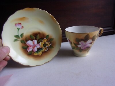 Vtg Tea Cup & Saucer-Made in Japan,Brinns Pittsburg PA Sticker, T