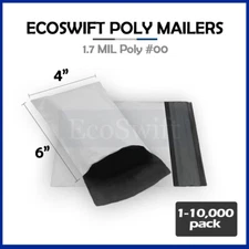 1-10000 4 x 6 "EcoSwift" Poly Mailers Envelopes Plastic Shipping Bags 1.70 MIL