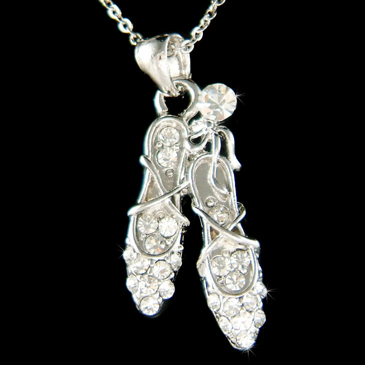 Ballerina Pantofole IN Swarovski Cristallo Balletto Danza Scarpe Ragazze Collana