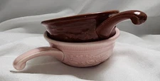 Vintage Set Of 2 Oven Serve Ware USA 4.5” Ramekin Soup Bowls Handles TST