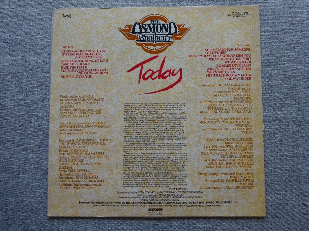 Rare The Osmond Brothers Today 12