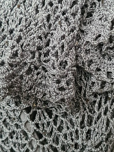 Size Large 14 16 18 PRECIS PETITE silver metallic glass beaded crochet top set - Picture 18 of 21