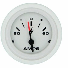 Sierra Arctic White 2" Ammeter Gauge 60-0-60 AMP Dial Range Analog Boat Marine
