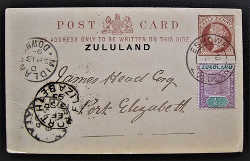 Rare 1895 Zululand Postal Card Eshowe Postmaster BG Smart Midland Down Railway