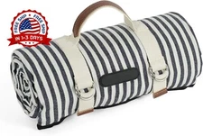 Manta de picnic impermeable portátil con correa de transporte azul marino US NEW