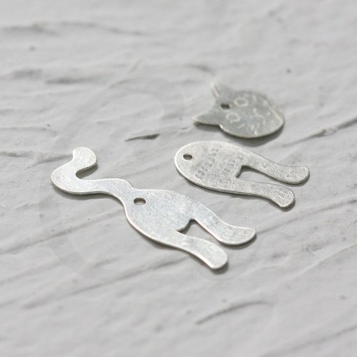 One Set (Head-Body-Tail) 925 - Sterling Silver Cat Charm (3992C) - Picture 4 of 8