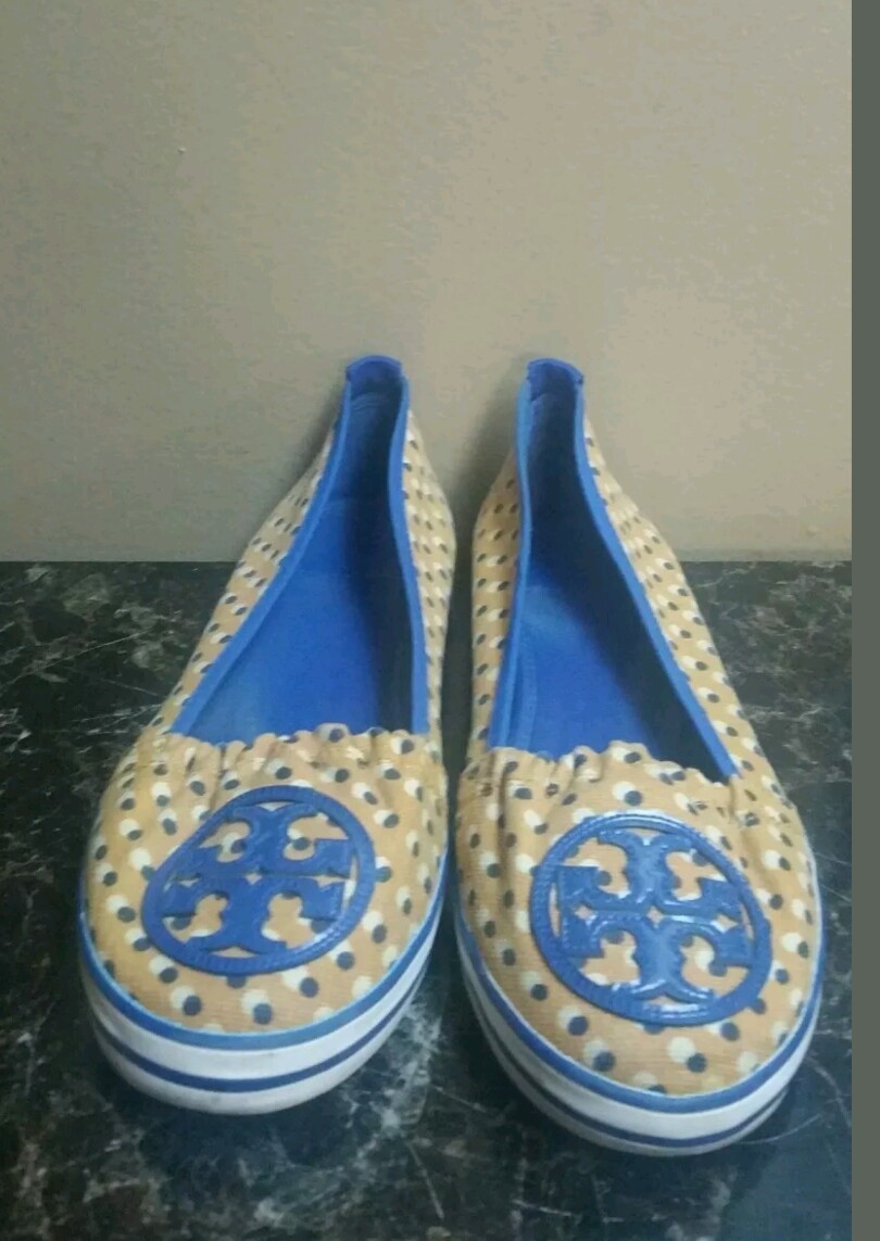 TORY BURCH BURCH BURCH Women Yellow Polka-dot bluee Leather Slip on Flat shoes Size 9M e81926 TORY BURCH BURCH BURCH Women Yellow Polka-dot bluee Leather Slip on Flat shoes Size 9M e81926
