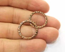 10 Pcs Hammered Circle Hoop Round Connector Antique Copper Plated  G18729