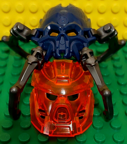 LEGO Bionicle Dark Blue Skull Spider & TRANS-NEON ORANGE Kanohi Mask of Fire! - Picture 2 of 10