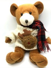 TEDDY BEAR PLUSH TOY FIESTA BEAN BAG CROCHET SWEATER  SCARF XS47240 12" IN