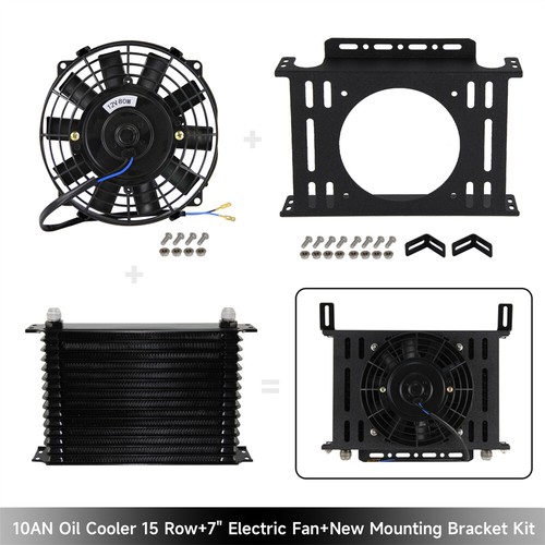 Universal 15 Row Transmission 10AN 7/8"-14 UNF Oil Cooler + 7" Electric Fan Kit - Picture 7 of 12