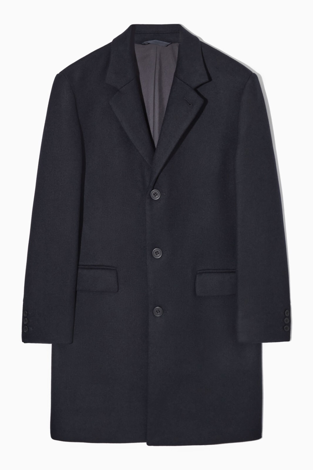 COS Regular-Fit Wool-blend Dark Navy Coat (Size Large / Extra Large)