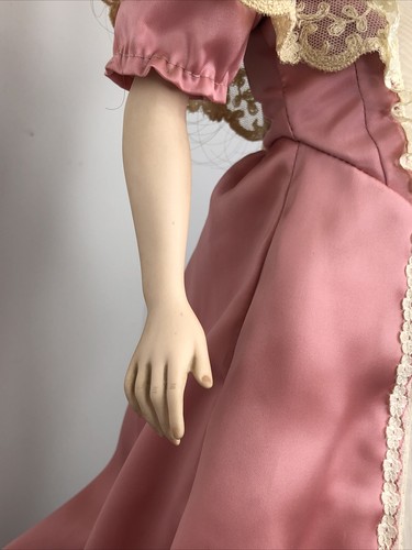 21” Franklin Mint Porcelain Doll Victorian Gibson Girl Pink Gown No Box B8 - Picture 7 of 12