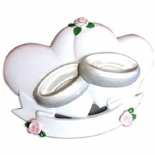 Couple Wedding Heart with Wedding Rings Christmas Tree Ornament