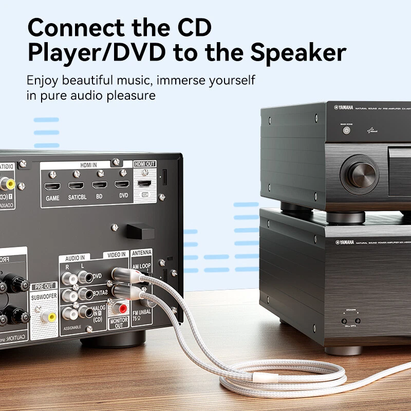 2 RCA to 2 RCA Audio Cable Hi-Fi Male to Male Cable For TV Speaker Amplifiers - Image 4 of 4