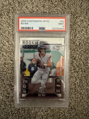2024 Panini Contenders Optic Rookie Ticket Bo Nix #62 Denver Broncos PSA 9