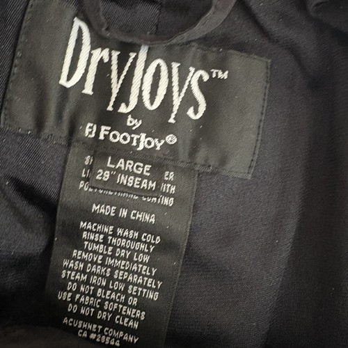 FOOTJOY Trousers Mens Medium Black Dryjoys Golf Waterproof Ankle Zip Golfing - Picture 12 of 17