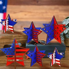 Maitys 12 Pcs 4th of July Decorations Wooden Signs Patriotic Memorial Day Star