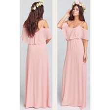 NWT Show Me Your Mumu Caitlin Ruffle Maxi Dress in Rosebud Chiffon