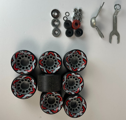 Riedell Sonar Cayman Quad Speed Skate Wheels 62mm x 43mm Lot of 8 + Tools