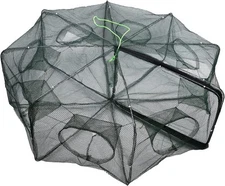 Portable Folded Fishing Net, Easy Use Traps Cage Baits Cast Mesh Trap 8 Holes 