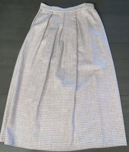 A1 WORTHINGTON ESSENTIALS WOOL BLEND SWEET PINK PLAID LONG SKIRT SZ 8 PLEATED - Picture 6 of 17