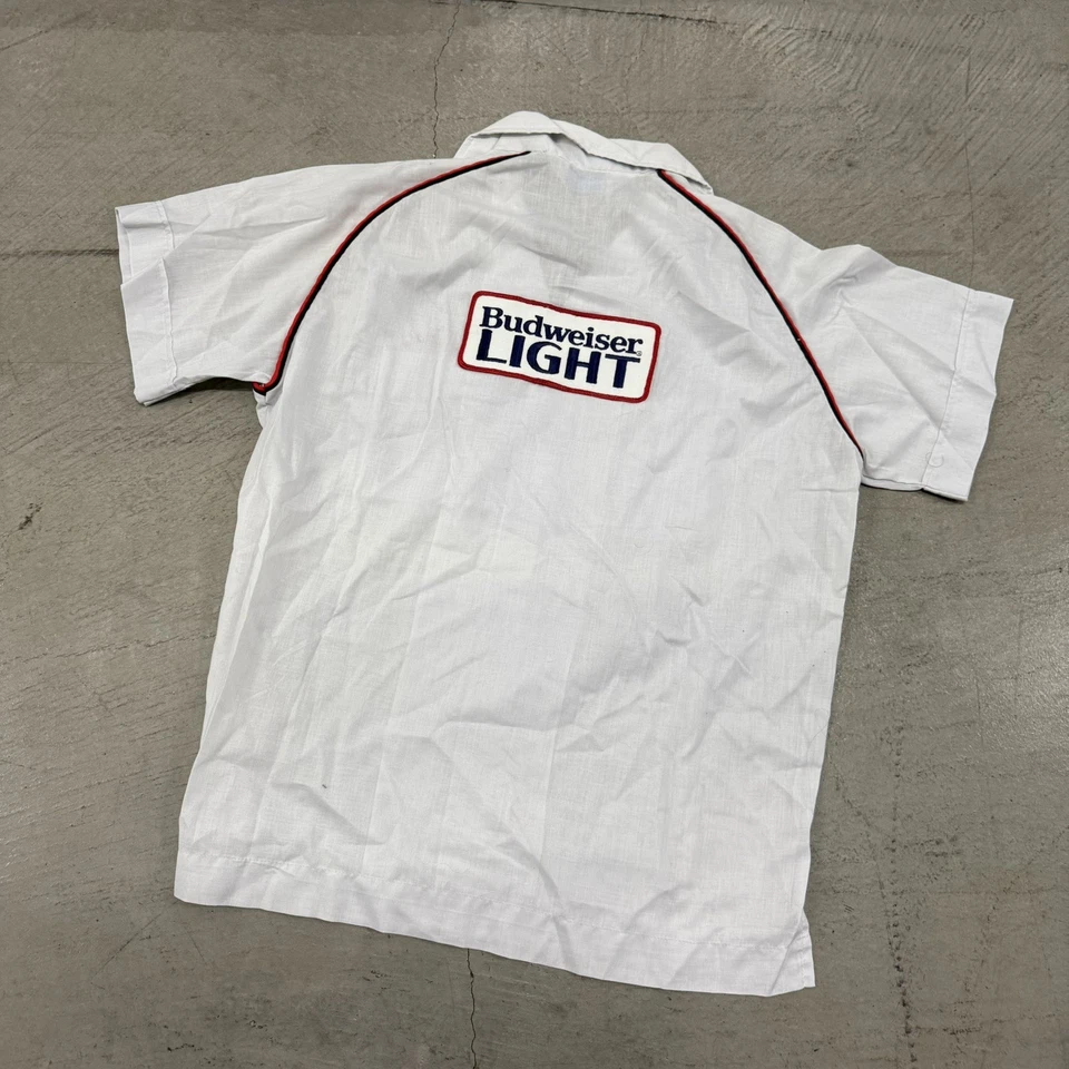 Camisa de Bowling Hilton Budweiser Retro Años 70 De Colección Para Hombre Talla Mediana Puntada de Cadena Foto 4 de 4