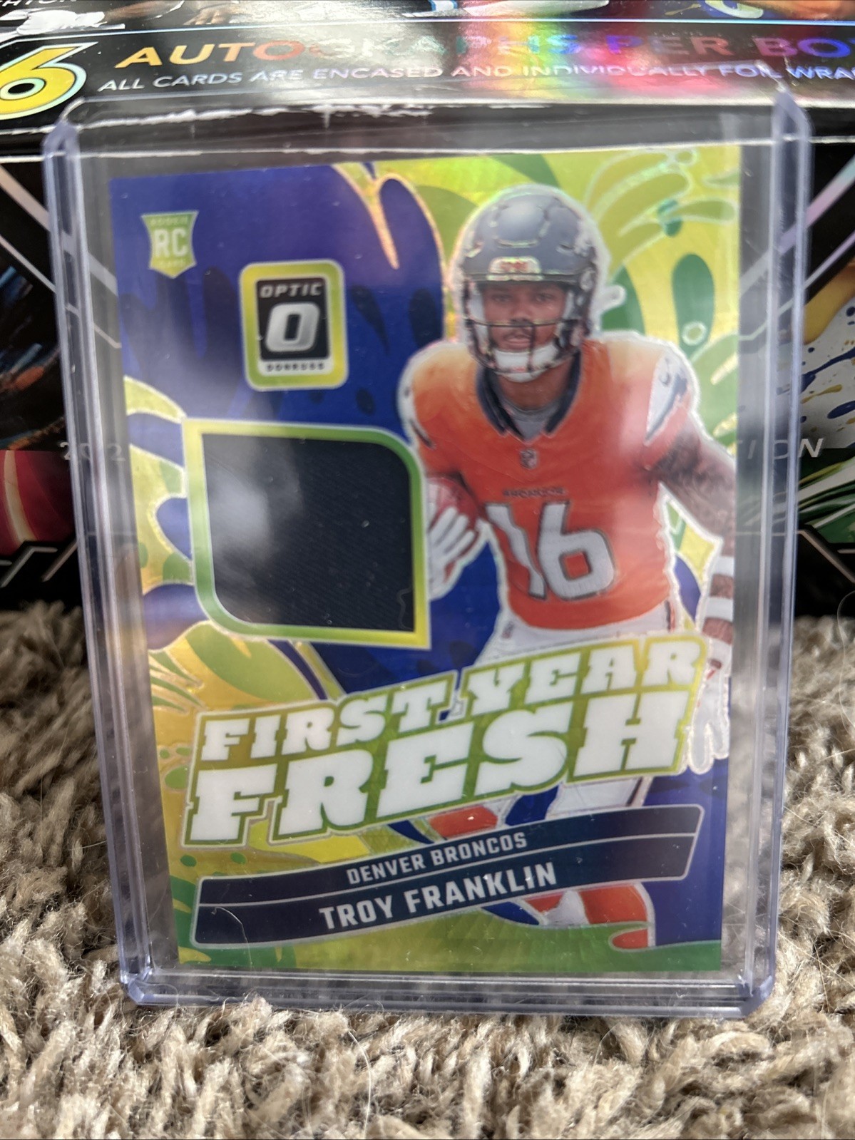 Troy Franklin Panini Donruss Optic First Year Fresh Relic #FYFTFN Base