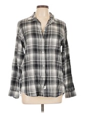 Grayson Women Gray Long Sleeve Button-Down Shirt L