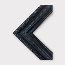 9 x 12 In Stock-Vintage style Black wood picture frame with compo ornate trim