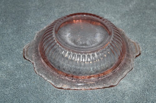 Anchor Hocking 1930s Mayfair Pink Depression Glass Open Rose Handled Bowl - Picture 4 of 4