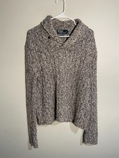 Polo Ralph Lauren Linen Blend Shawl Collar Heavy Knit Sweater Men's Large Preppy